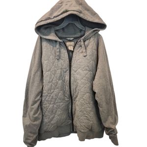 L.L. Bean Warm zip up Hoodie oversized grey quilted hoody women’s size L Large